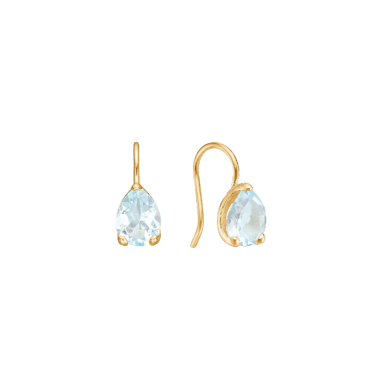 Elegant Drop Gemstone Earrings-Reef 18K Gold Plated Earrings w. Topaz