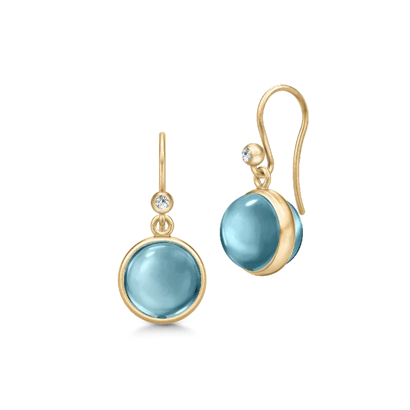 Designer Gemstone Earrings-Prime Gold Plated Earrings w. Ice Blue Crystal