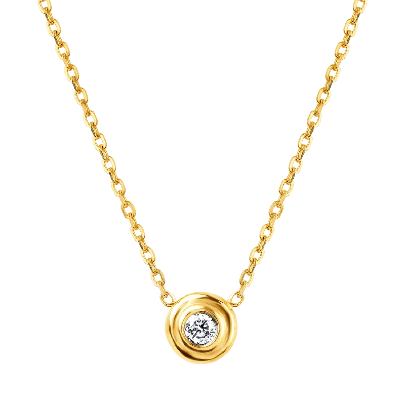 Elegant Pendant Necklaces-Step Bezel Solitaire Necklace