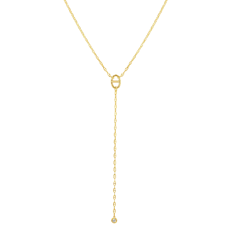 Crystal Pendant Necklaces-Diamond Mariner Lariat Necklace