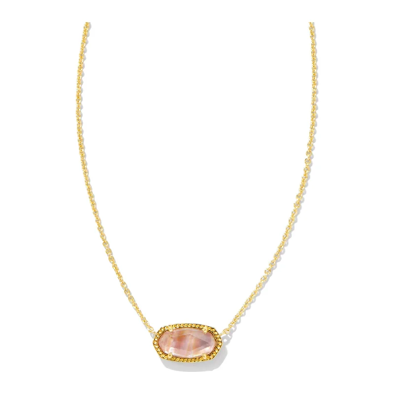 Layered Necklaces-Kendra Scott Elisa Gold Necklace in Light Pink Iridescent Abalone