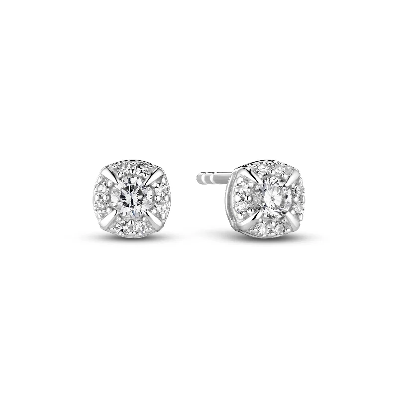 Classic Drop Earrings-Rome 14K Whitegold Studs w. Lab-Grown Diamonds