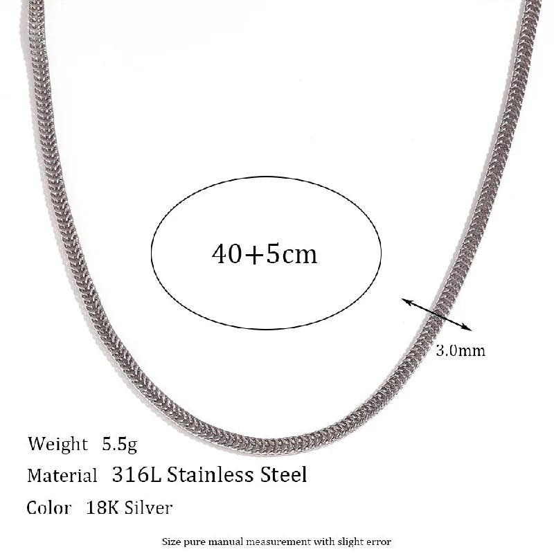 3mm Fox Tail Chain - Steel Necklace -40cm 5cm