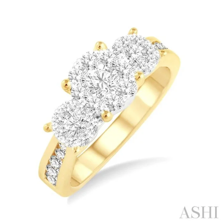 Wedding Rings with Custom Engraving-3/4 ctw Lovebright Round Cut Diamond Ring in 14K Yellow and White Gold