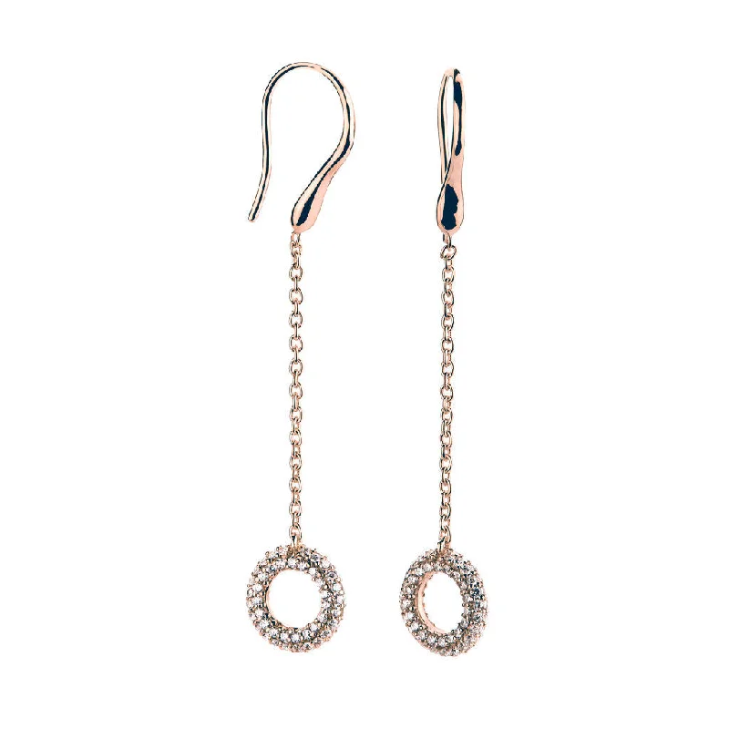 Custom Crystal Earrings for Women-Matiné 18K Rosegold Ear Hanger w. 172 Diamonds