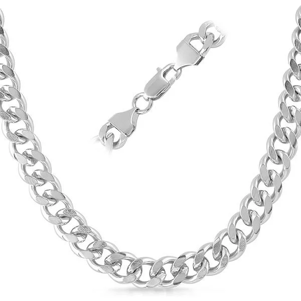 Birthstone Necklaces-Cuban Stainless Steel Chain Necklace 10MM