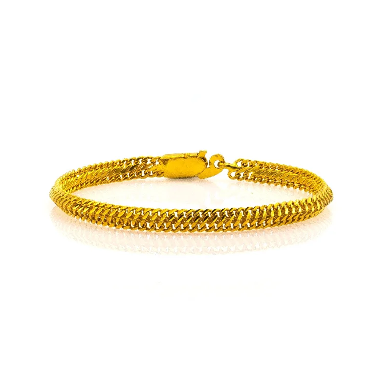 Custom Bracelets for Couples-22K Yellow Gold Men's Bracelet W/ Domed Snake Link