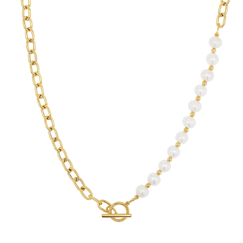 Monogram Necklaces-Pearl on Chain Toggle Necklace