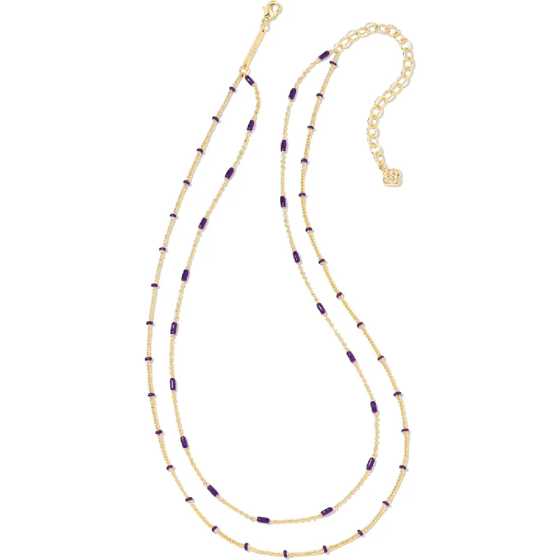 Colorful Gemstone Necklaces-Kendra Scott Dottie Gold Strand Necklace In Amethyst