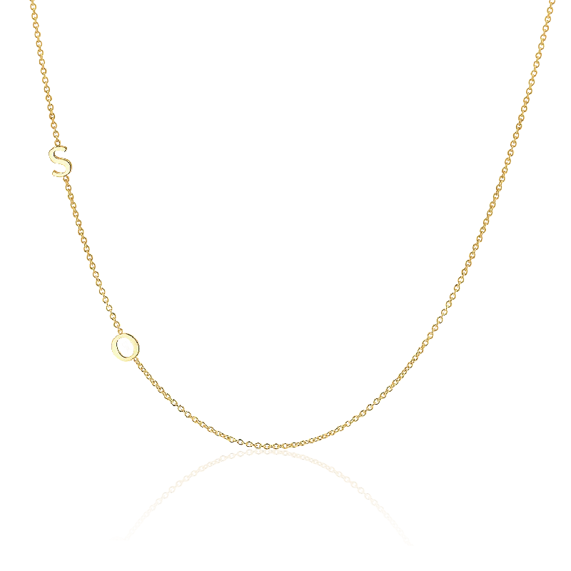 Pearl Necklaces-14K Gold Asymmetrical Multi Initial Necklace