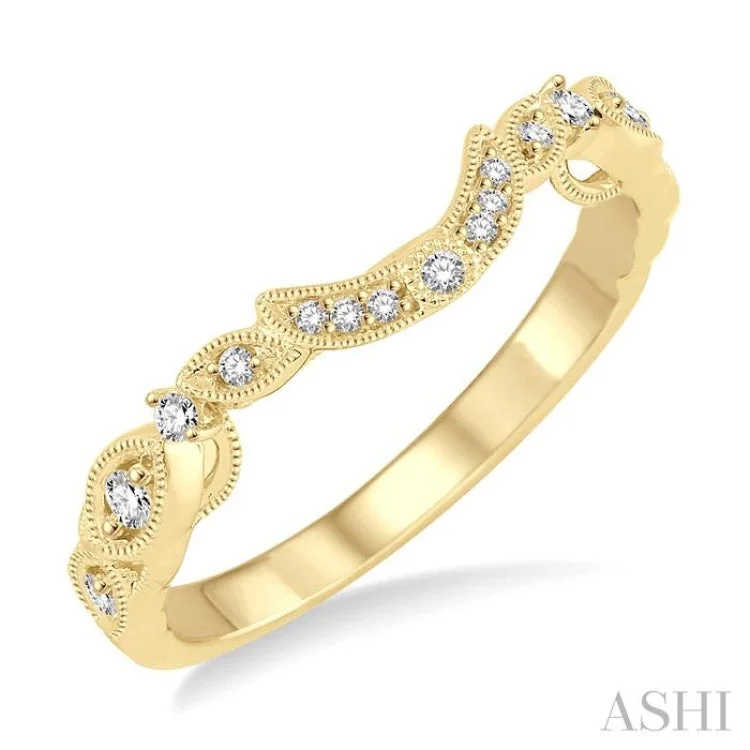 White Gold Wedding Bands-1/6 ctw Round Cut Diamond Wedding Band in 14K Yellow Gold