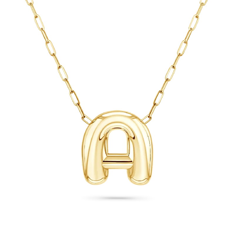 Statement Pendant Necklaces-Oversized Puff Letter Necklace