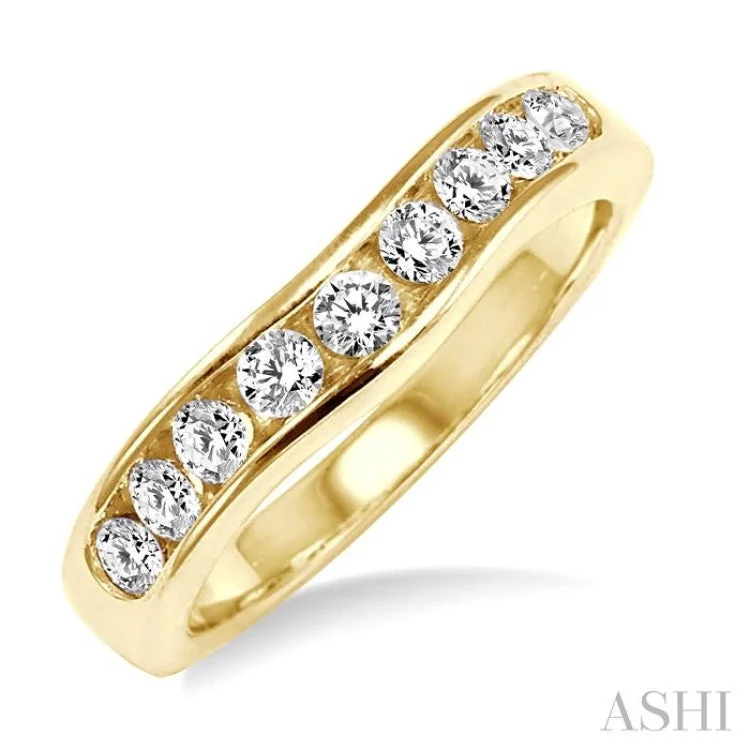 Personalized Wedding Rings for Women-1/2 ctw Round Cut Diamond Matching Wedding Band in 14K Yellow Gold