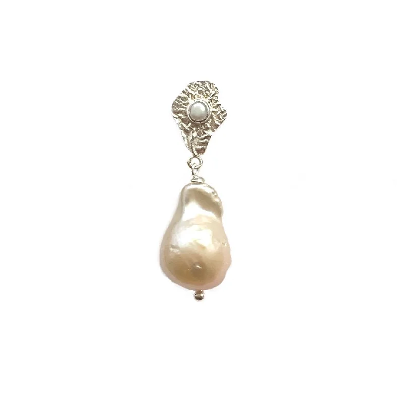 Crystal Drop Earrings for Women-Baroque Pearl Silver Earring w. Pearls