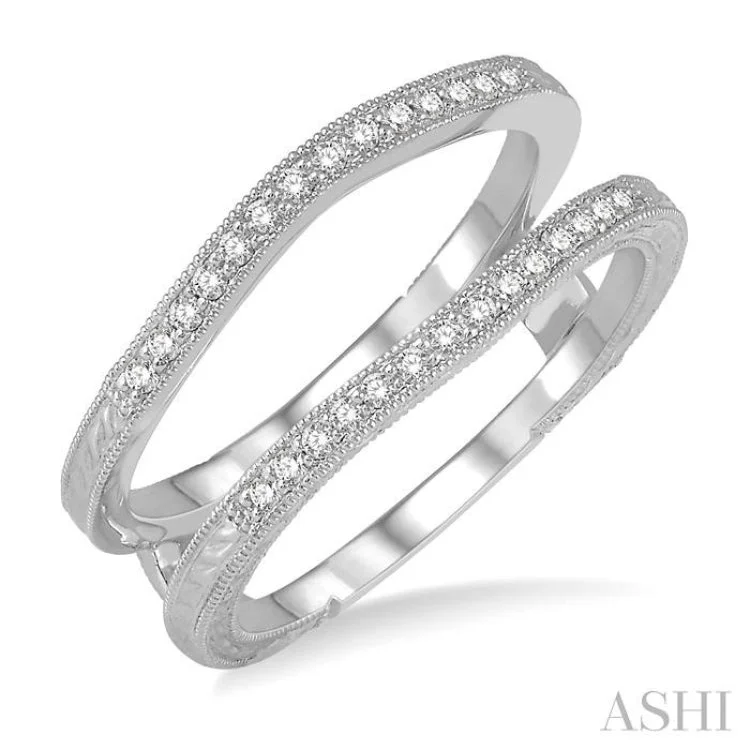 Custom Ring Sets for Women-1/5 ctw Round Cut Diamond Insert Ring in 14K White Gold