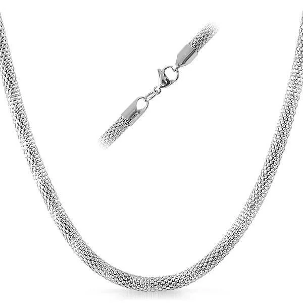 Pendant Chain Necklaces-Popcorn Stainless Steel Chain Necklace 4MM