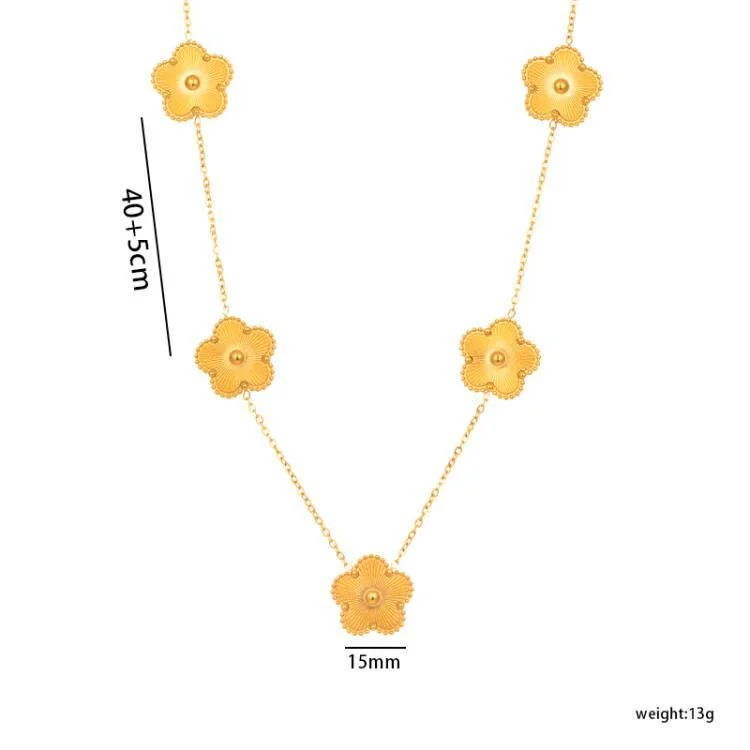 710 Golden Five Flower Necklace