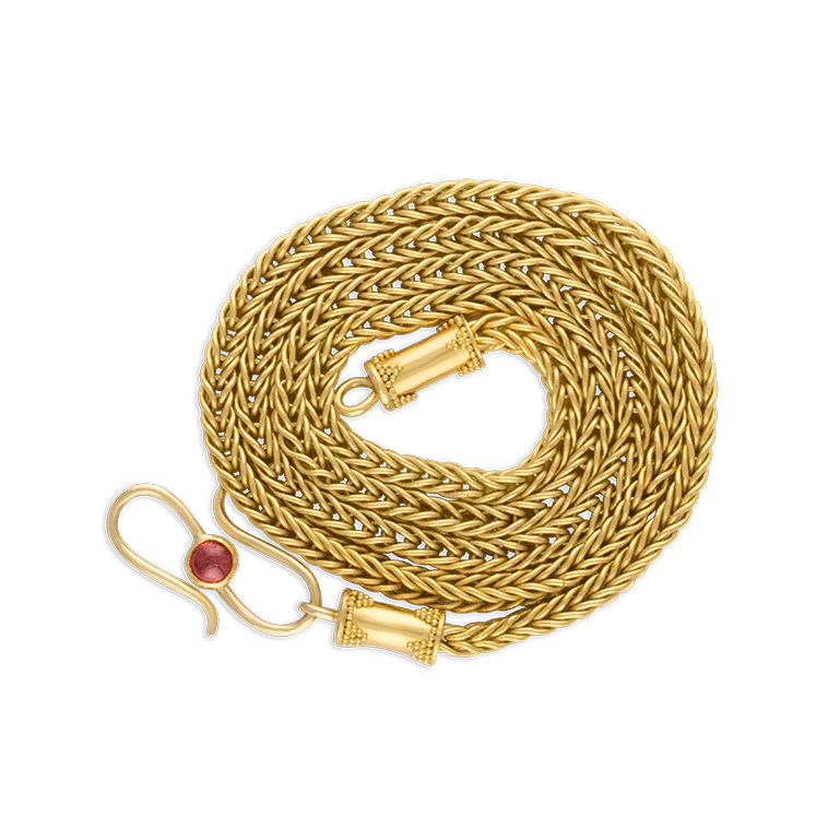 14K Gold Necklaces-Handwoven Duo Loop-in-Loop Chain