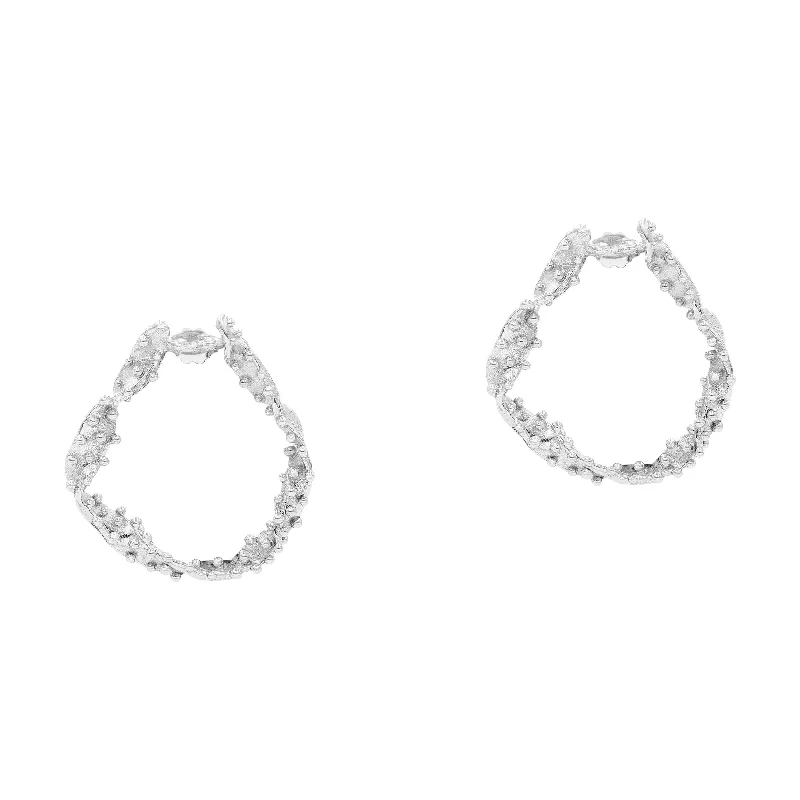 Geometric Crystal Drop Earrings-The Kleio Silver Earrings