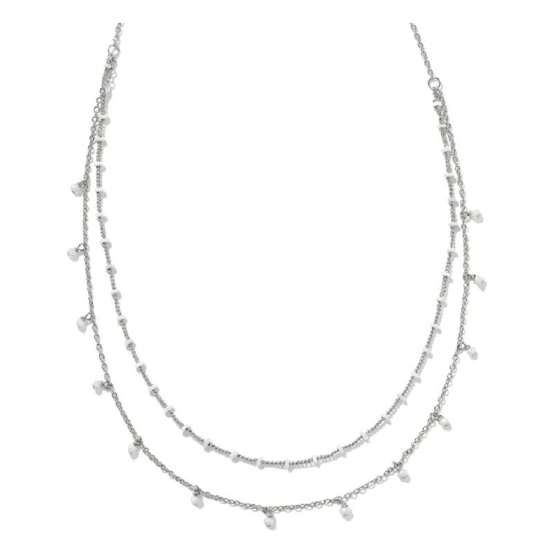 Elegant Necklaces-Kendra Scott Eve Silver Multi Strand Necklace in White Mix