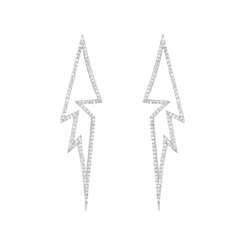 Crystal and Gold Earrings-Flash White Rhodium on Silver Earrings w. Zirconia