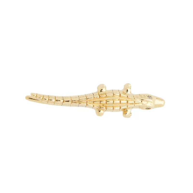 Silver and Crystal Earrings-Alligator 18K Gold Ear Climber