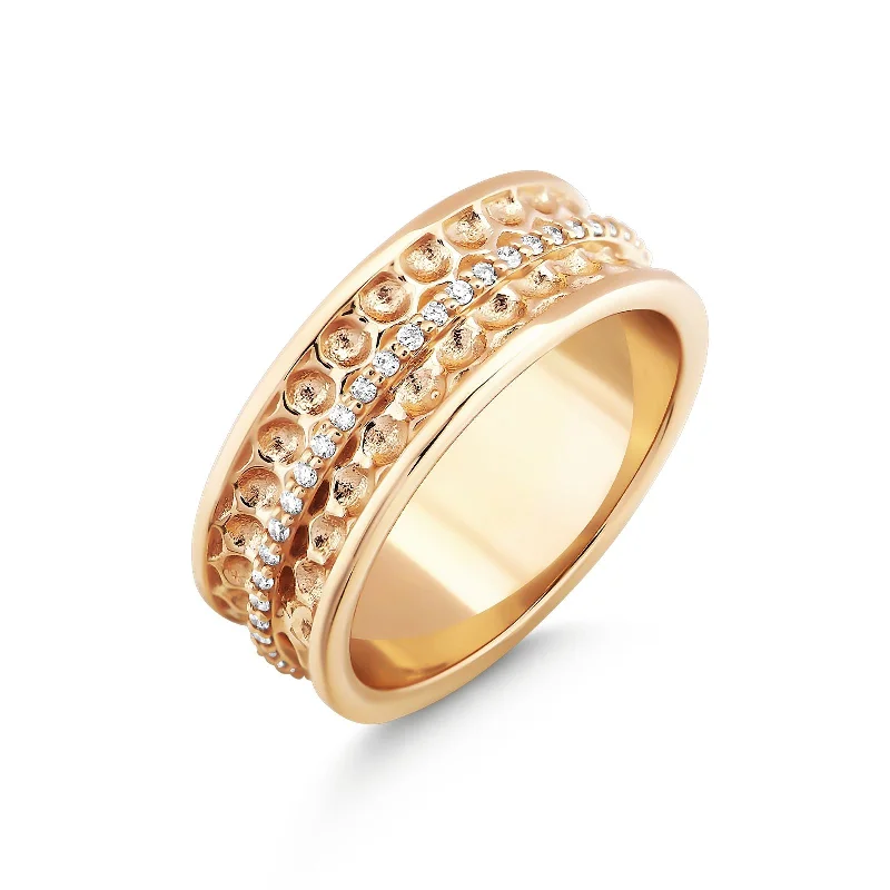 Rose Gold Wedding Rings for Women-SIRIUS STAR GOLD DIAMOND RING