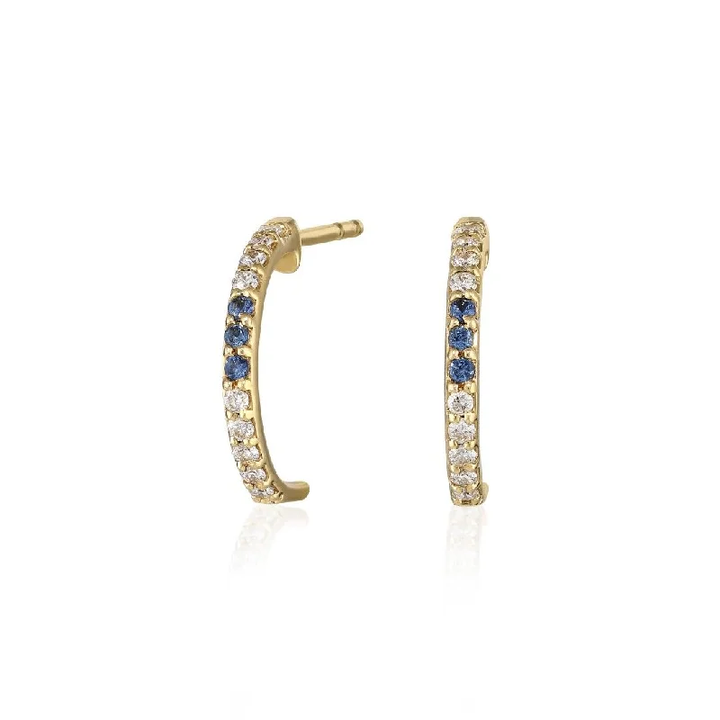 Silver Stud Earrings-Nina 18K Gold Earrings w. Sapphires & Diamonds