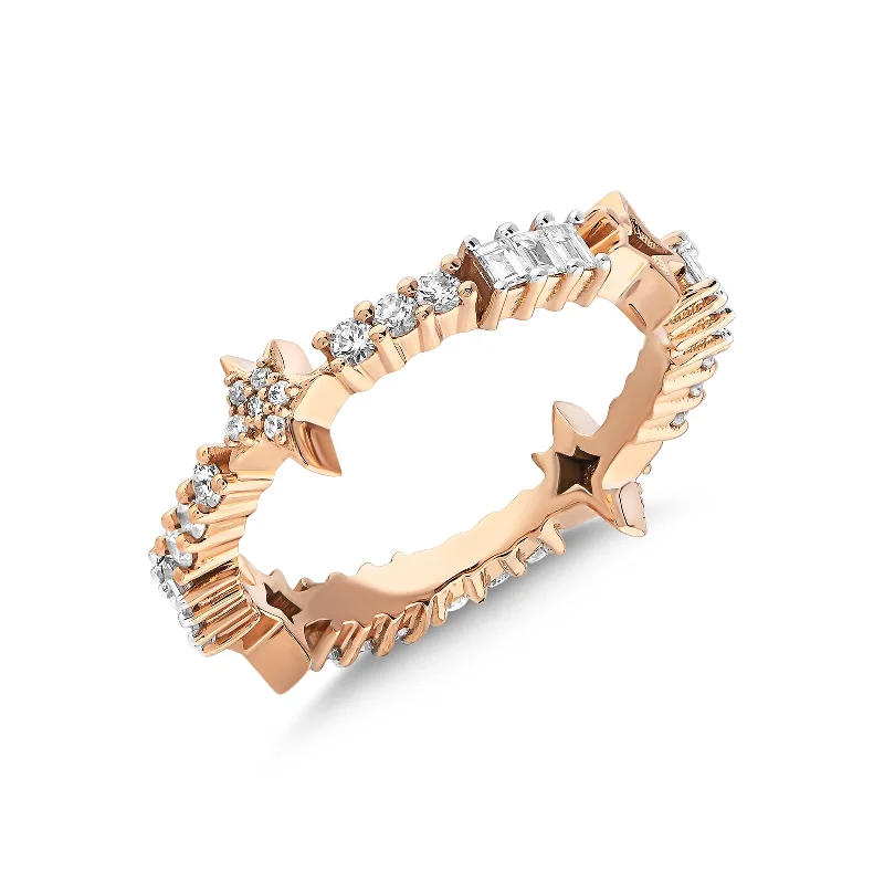 Designer Engagement Bands-SIRIUS STAR GOLD DIAMOND RING