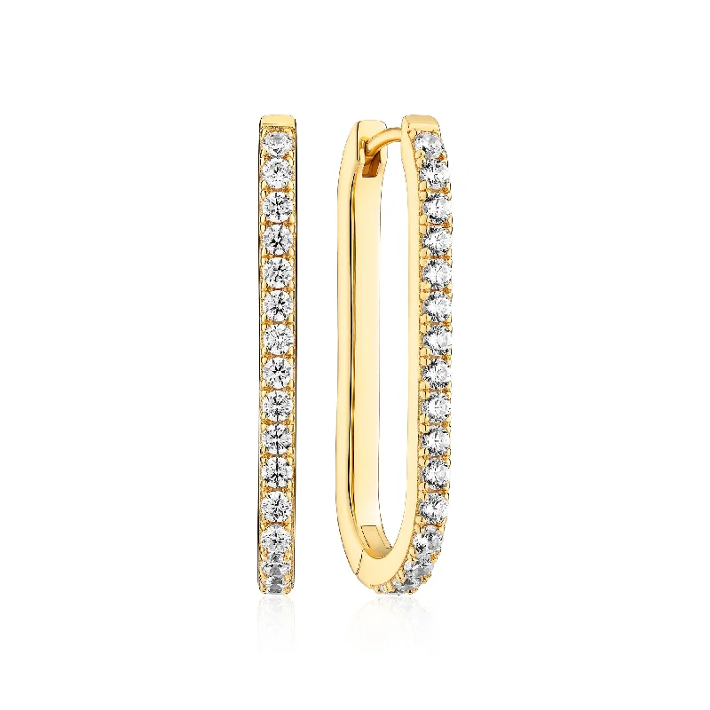 Simple Crystal Earrings for Women-Capizzi Medio Gold Plated Earrings w. Zirconia