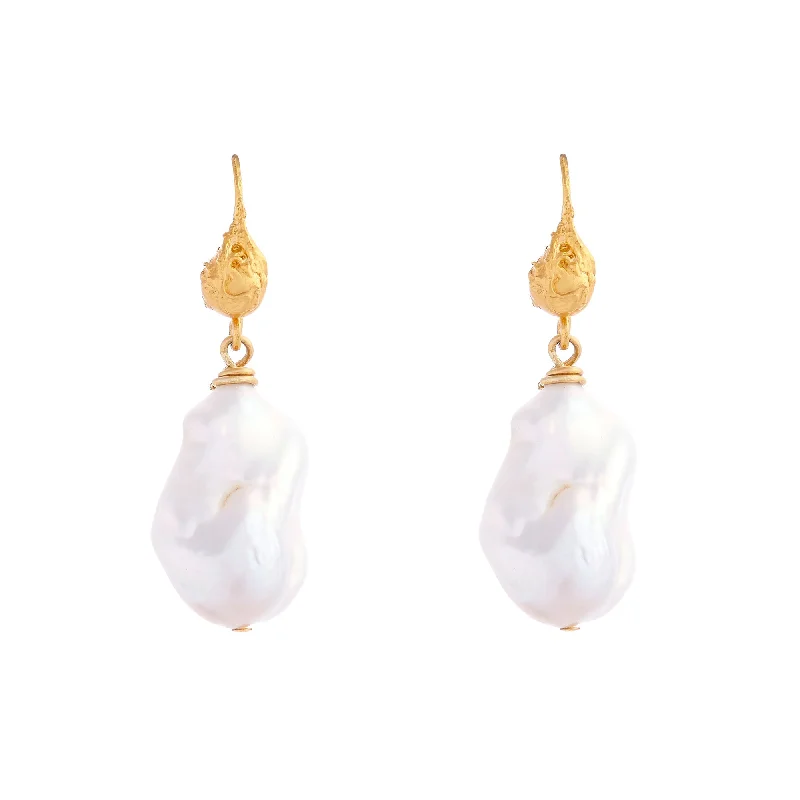 Designer Pearl Earrings for Women-Ula Gold Plated Earrings w. Pearls