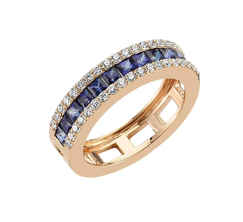 Custom Infinity Rings for Couples-MONDRIAN GOLD DIAMOND SAPPHIRE RING