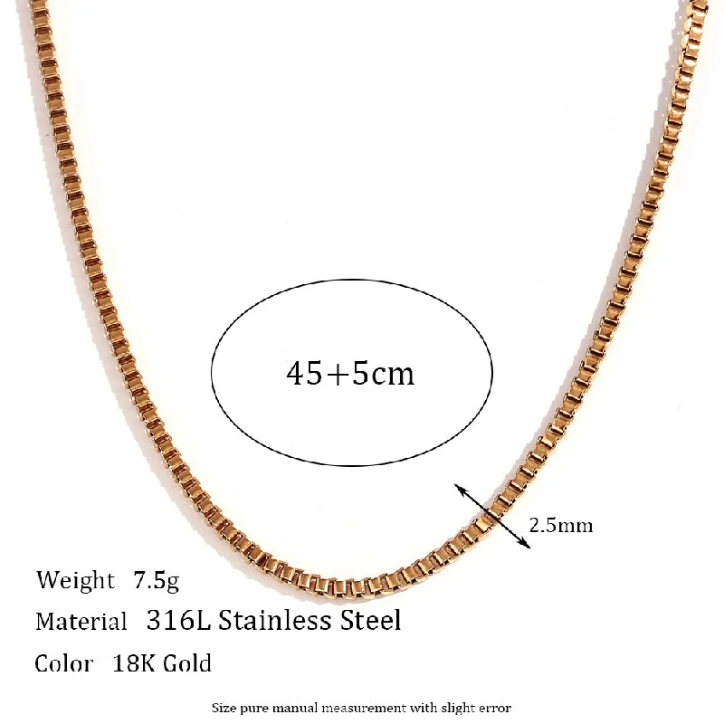 2.5mm Box Chain - Gold Necklace -45cm 5cm