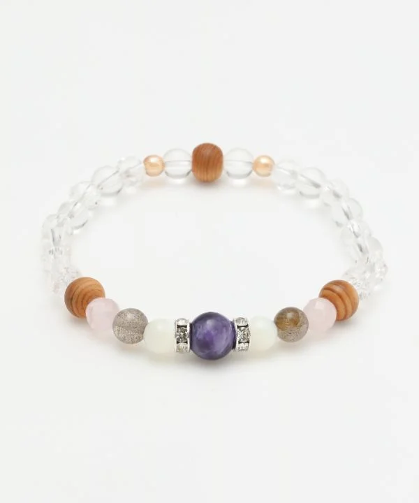 Luxury Leather Bracelets-YAKUSUGI x Charoite Beads Bracelet