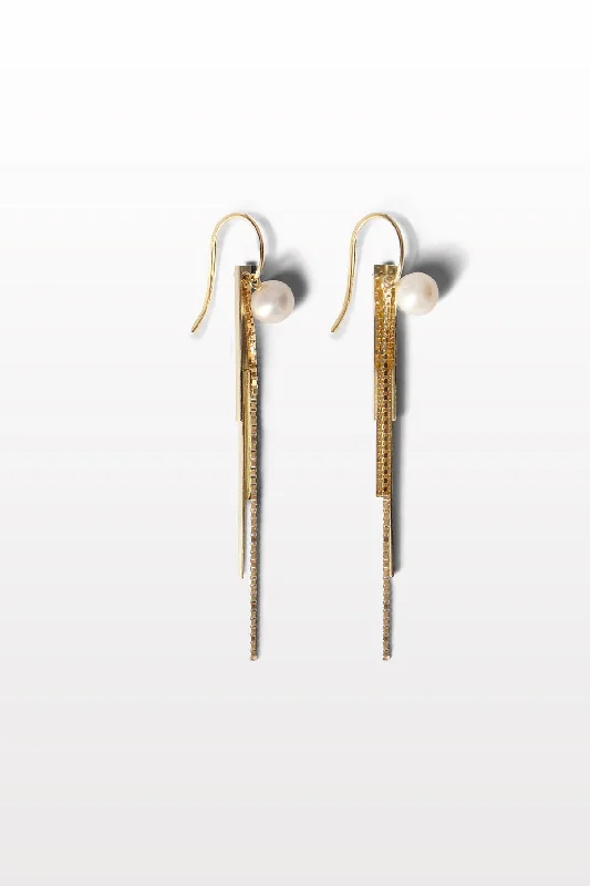 Luxury Silver Earrings-Lustre 04 18K Gold Earrings w. Pearls