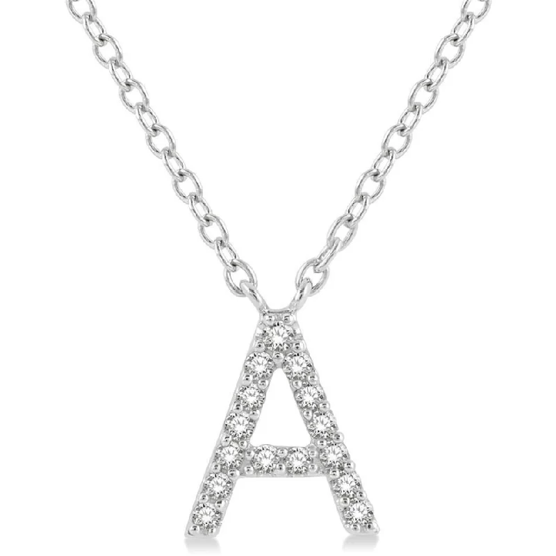 Personalized Heart Necklaces-10K White Gold Diamond Initial Necklace