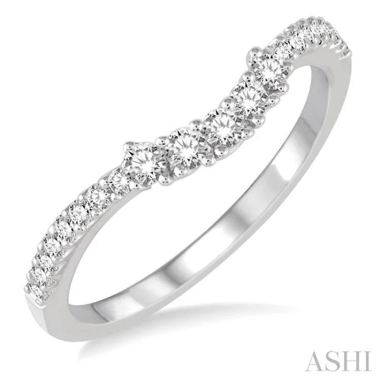 Custom Diamond Engagement Band-1/3 Ctw Round Diamond Wedding Band in 14K White Gold