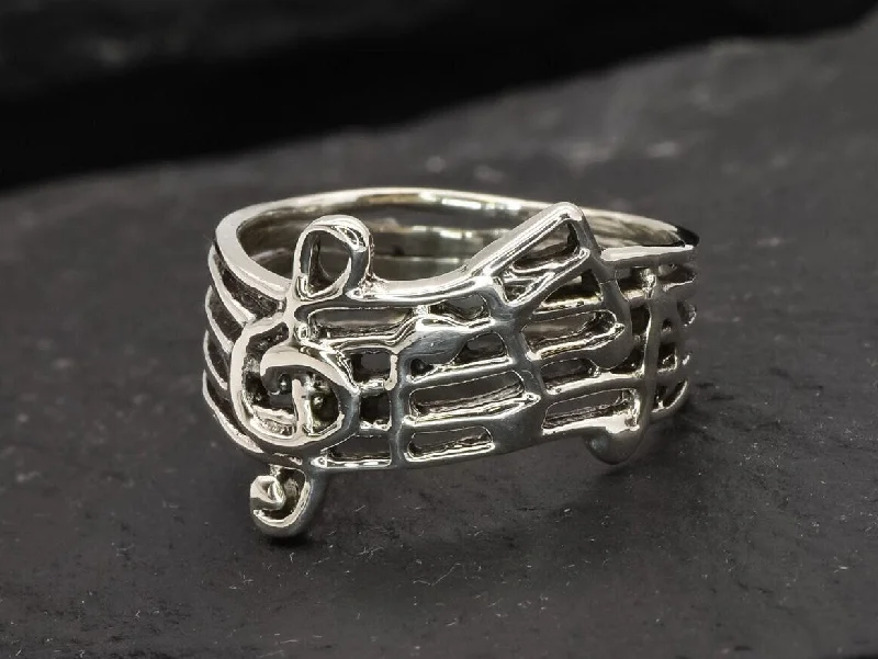 Unique Wedding Ring Sets-Silver Musical Note Ring -  Music Lover Ring - Music Note Ring