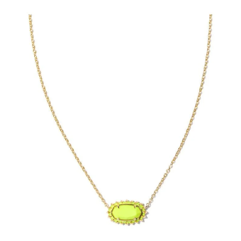 Affordable Gold Necklaces-Kendra Scott  Elisa Gold Color Burst Necklace in Chartreuse Magnesite