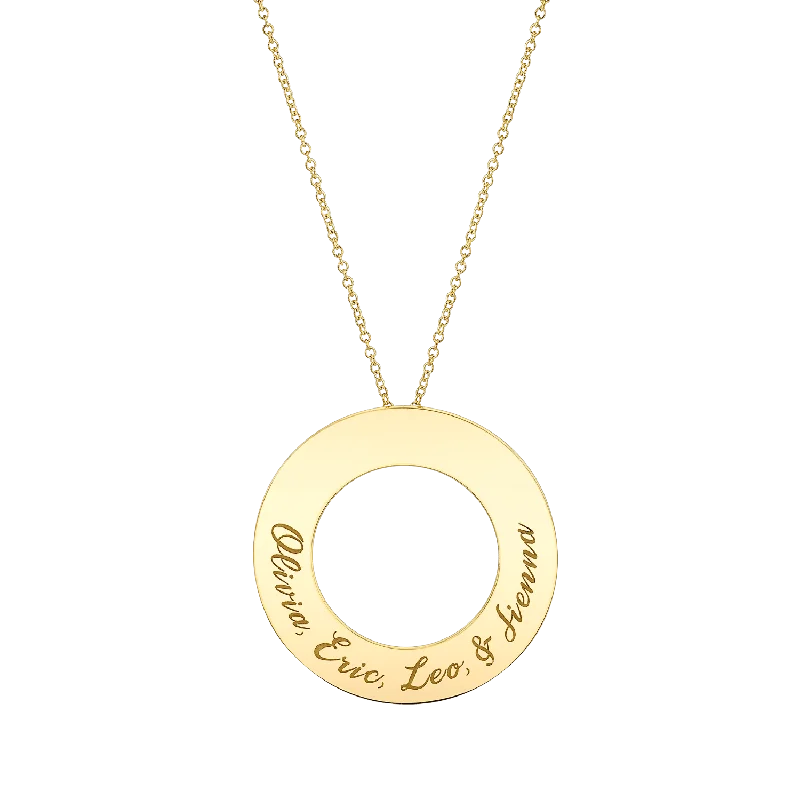 Silk Thread Necklaces-Engraved Circle Disc Necklace