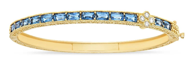 Colorful Beaded Bracelets for Teens-1 Cluster Ceylon Sapphire & Diamond Bangle