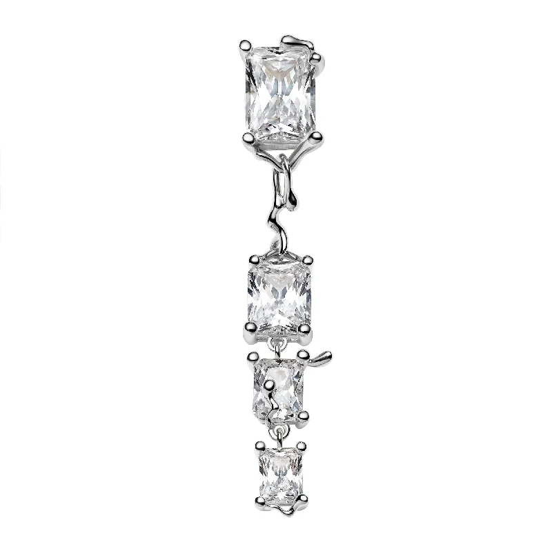 Luxury Crystal Earrings for Women-Roppongi Chandelier Silver Earring w. Zirconia