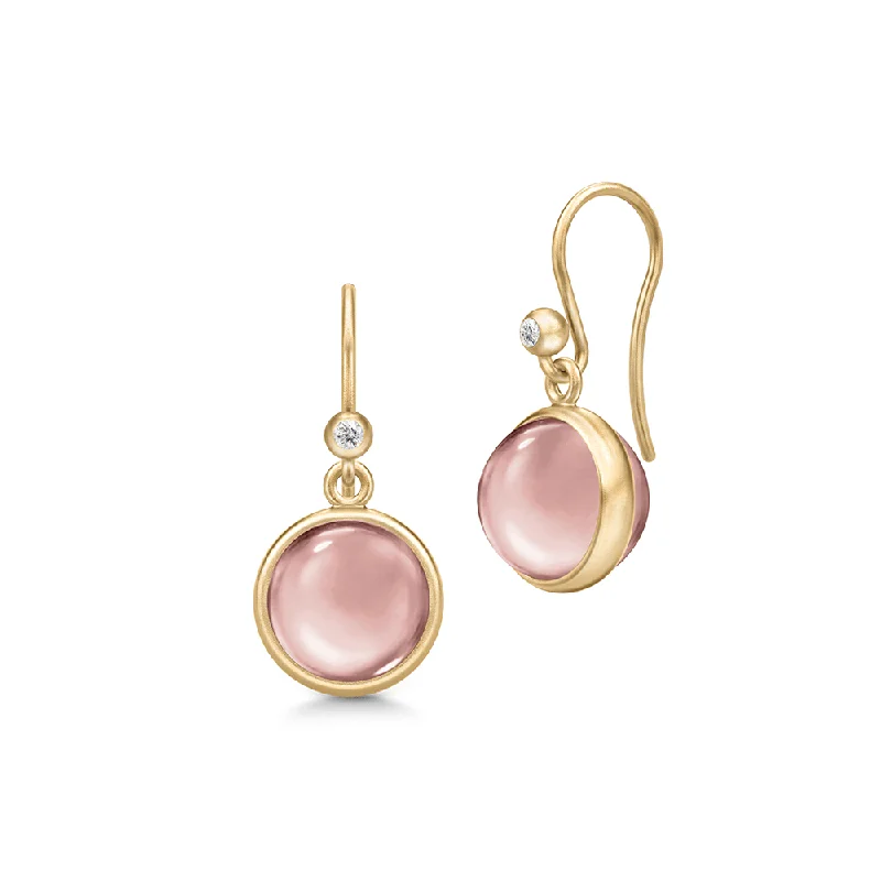 Custom Gold Drop Earrings-Prime Gold Plated Earrings w. Dusty Rose Zirconia