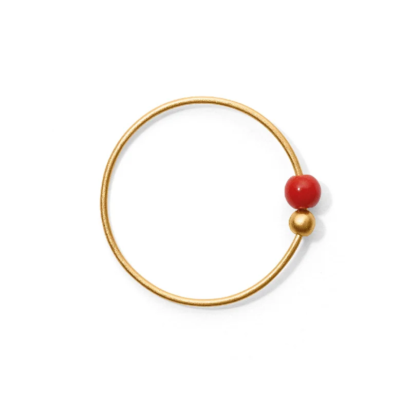 Geometric Hoop Earrings-Miss Elly Four Earring Gold Red Coral