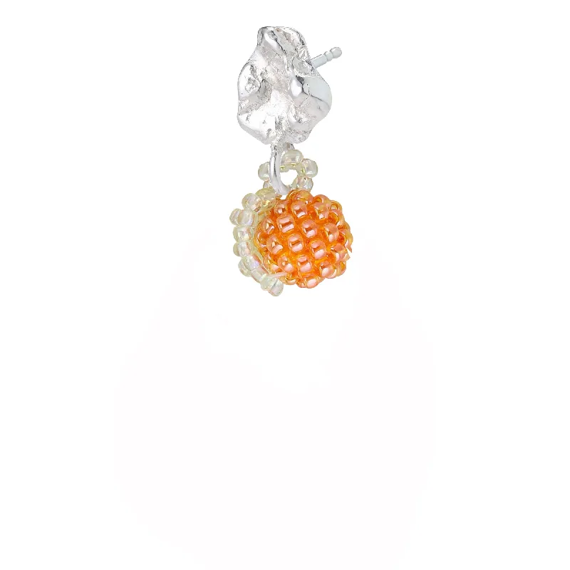 Dazzling Drop Earrings-Tiny Blob Orange Earring Silver, Orange Beads