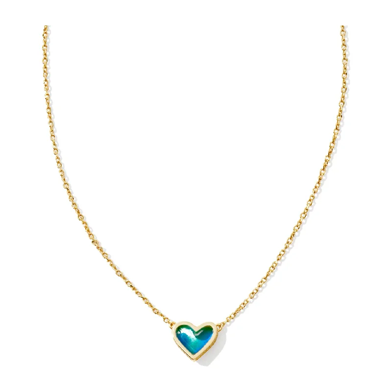 Infinity Necklaces-Kendra Scott Ari Gold Heart Necklace in Mood Stone