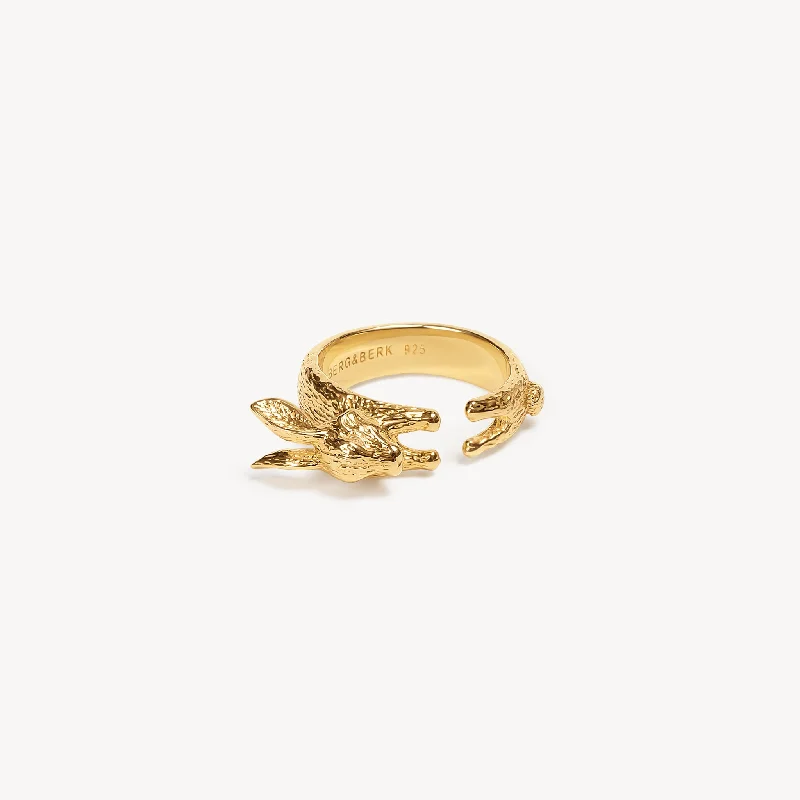 Birthstone Engagement Rings for Men-Gold Rabbit Ring