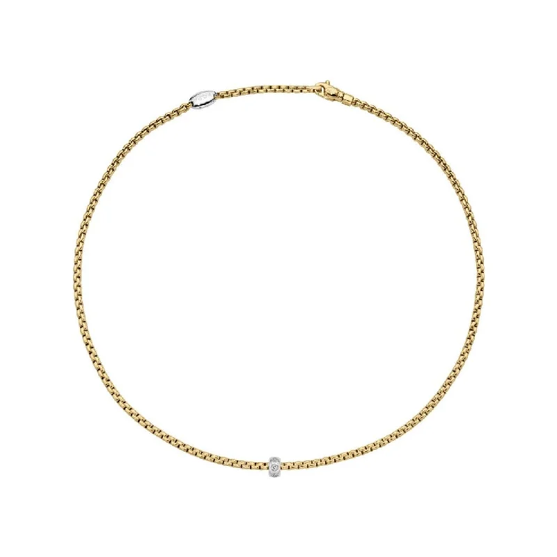 Unique Necklaces-FOPE 18K Gold Eka Diamond Rhombus Rondel Necklace