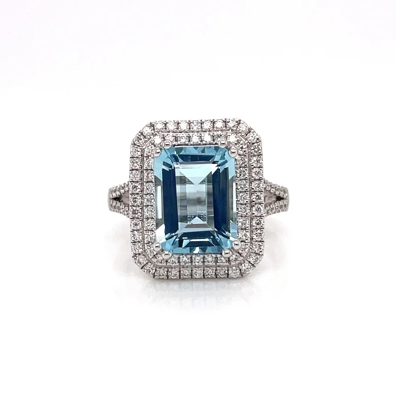 Luxury Wedding Rings for Women-3.83 Total CARAT AQUAMARINE DIAMOND LADIES RING