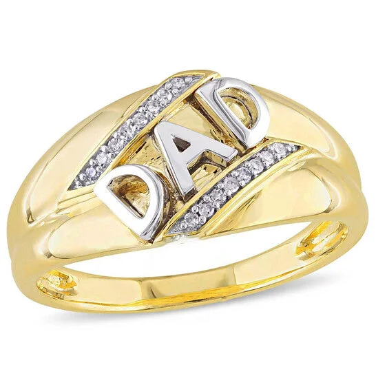 Fashionable Engagement Ring Designs-Original Amour " Dad" Yellow Gold Diamond Men's Ring